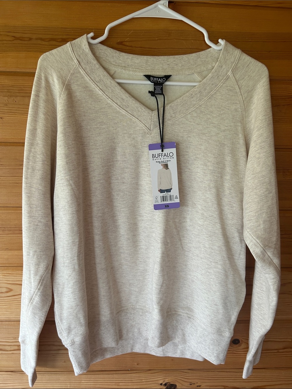 Buffalo David Bitton Women's Light Cream V-Neck Sweater